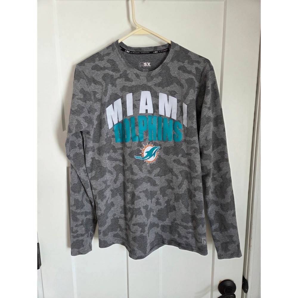 MSX by Michael Strahan Miami‎ Dolphins Mens Grey Camo Long Sleeve Shirt Size M